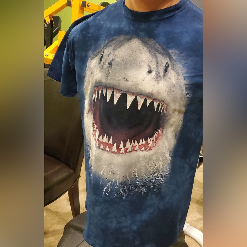 JAWS “SHARK” T-Shirt Blue by The Mountain DYED & Printed in US (New w/Tags)